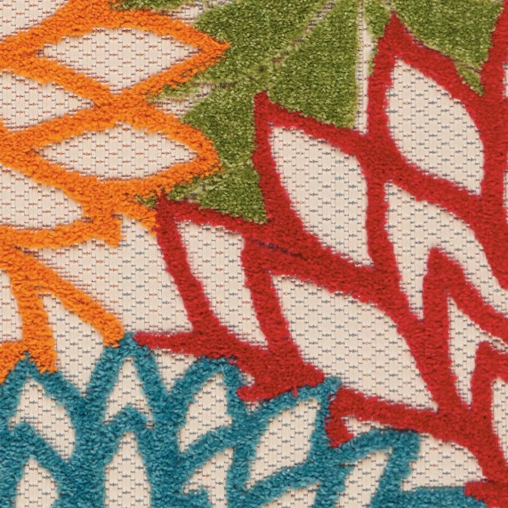 6′ Orange Red Green And Blue Floral Indoor Outdoor Runner