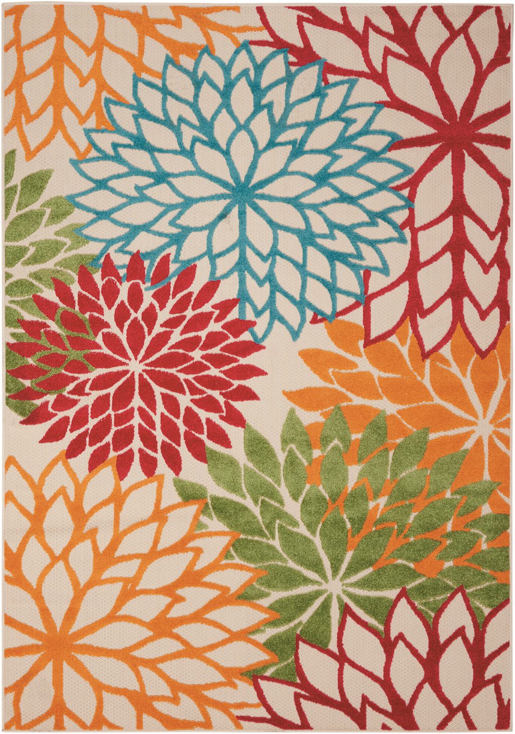 5′ X 8′ Ivory Floral Indoor Outdoor Area Rug