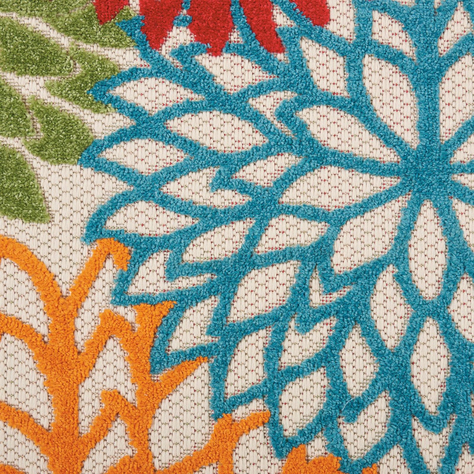 8′ Ivory Green Blue Red Orange Floral Indoor Outdoor Runner