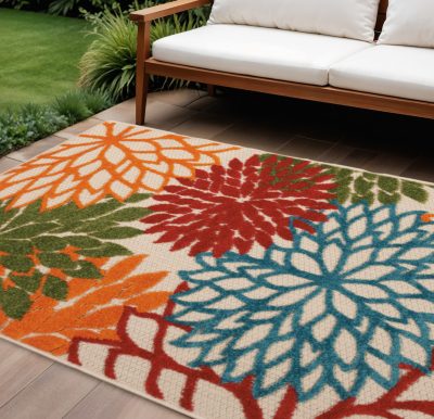 8′ X 11′ Floral Indoor Outdoor Area Rug