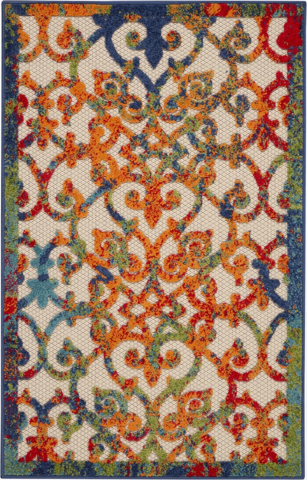 3′ X 4′ Navy Blue Trellis Indoor Outdoor Area Rug