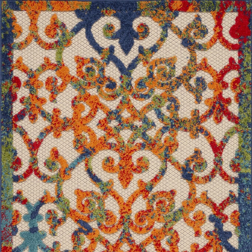 3′ X 4′ Navy Blue Trellis Indoor Outdoor Area Rug