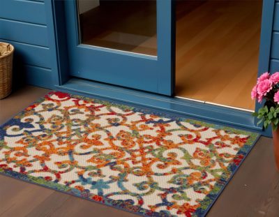3′ X 4′ Navy Blue Trellis Indoor Outdoor Area Rug
