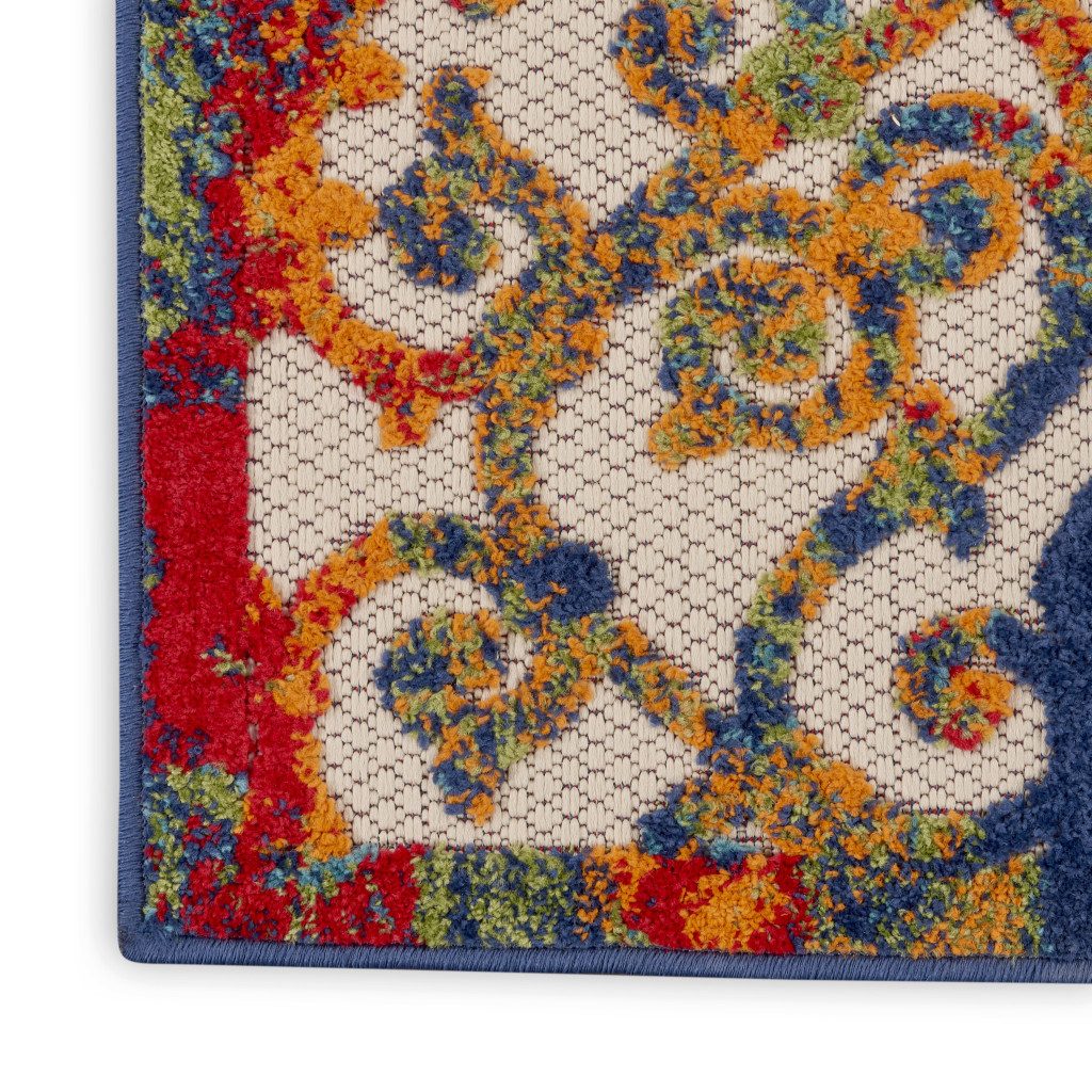 3′ X 4′ Navy Blue Trellis Indoor Outdoor Area Rug