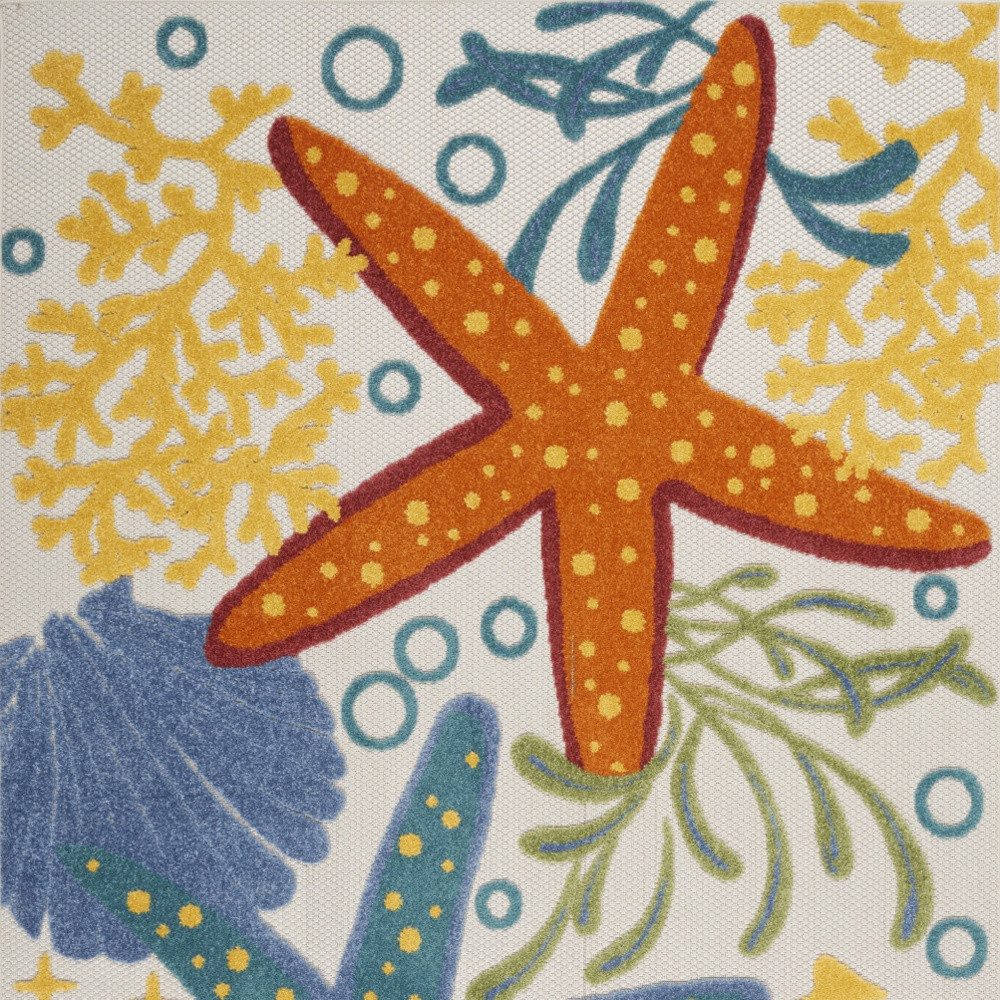 6′ X 9′ Blue Yellow And Orange Starfish Area Rug