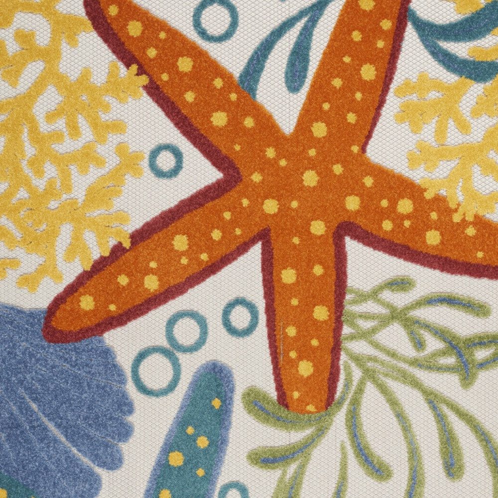 6′ X 9′ Blue Yellow And Orange Starfish Area Rug