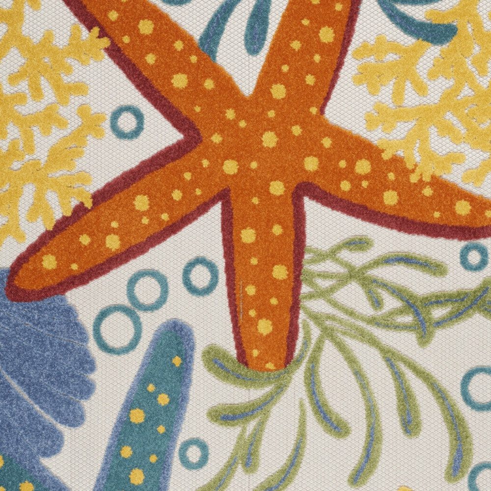 6′ X 9′ Blue Yellow And Orange Starfish Area Rug