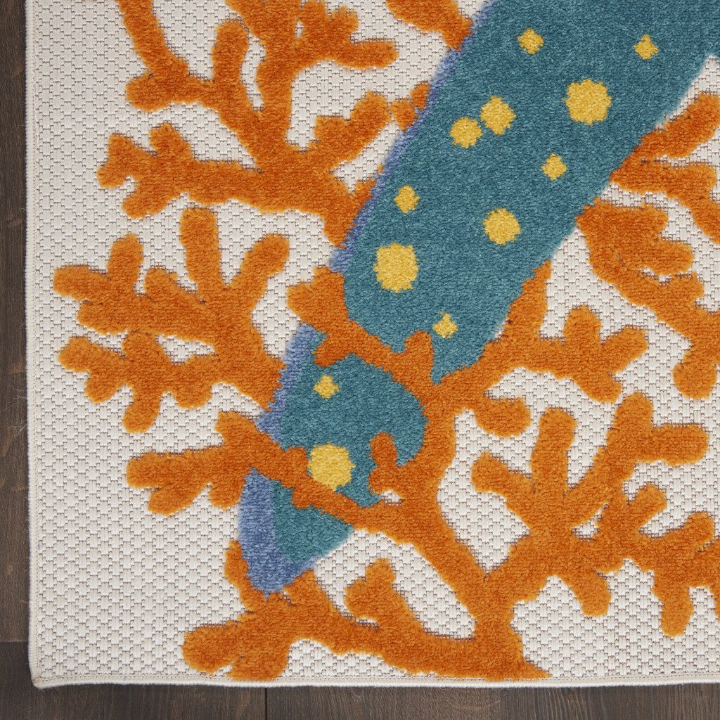 6′ X 9′ Blue Yellow And Orange Starfish Area Rug