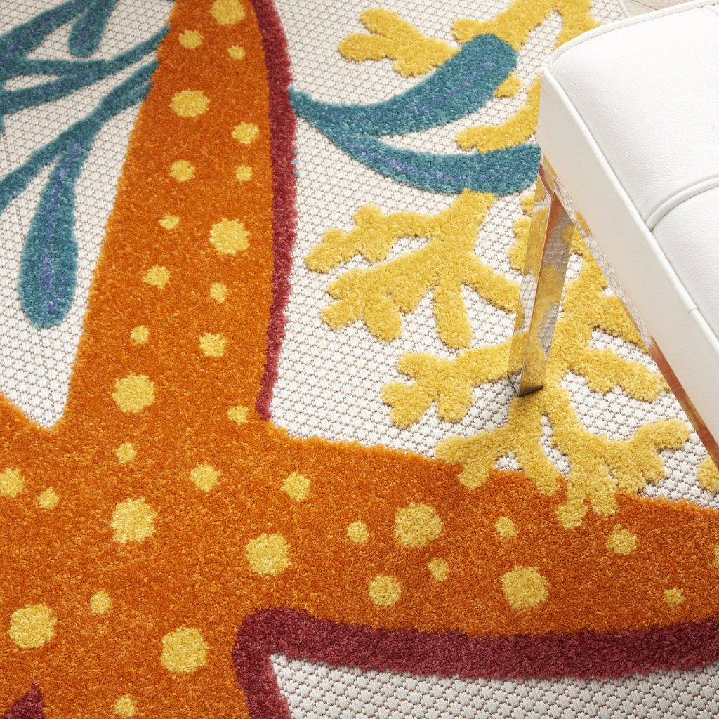 6′ X 9′ Blue Yellow And Orange Starfish Area Rug