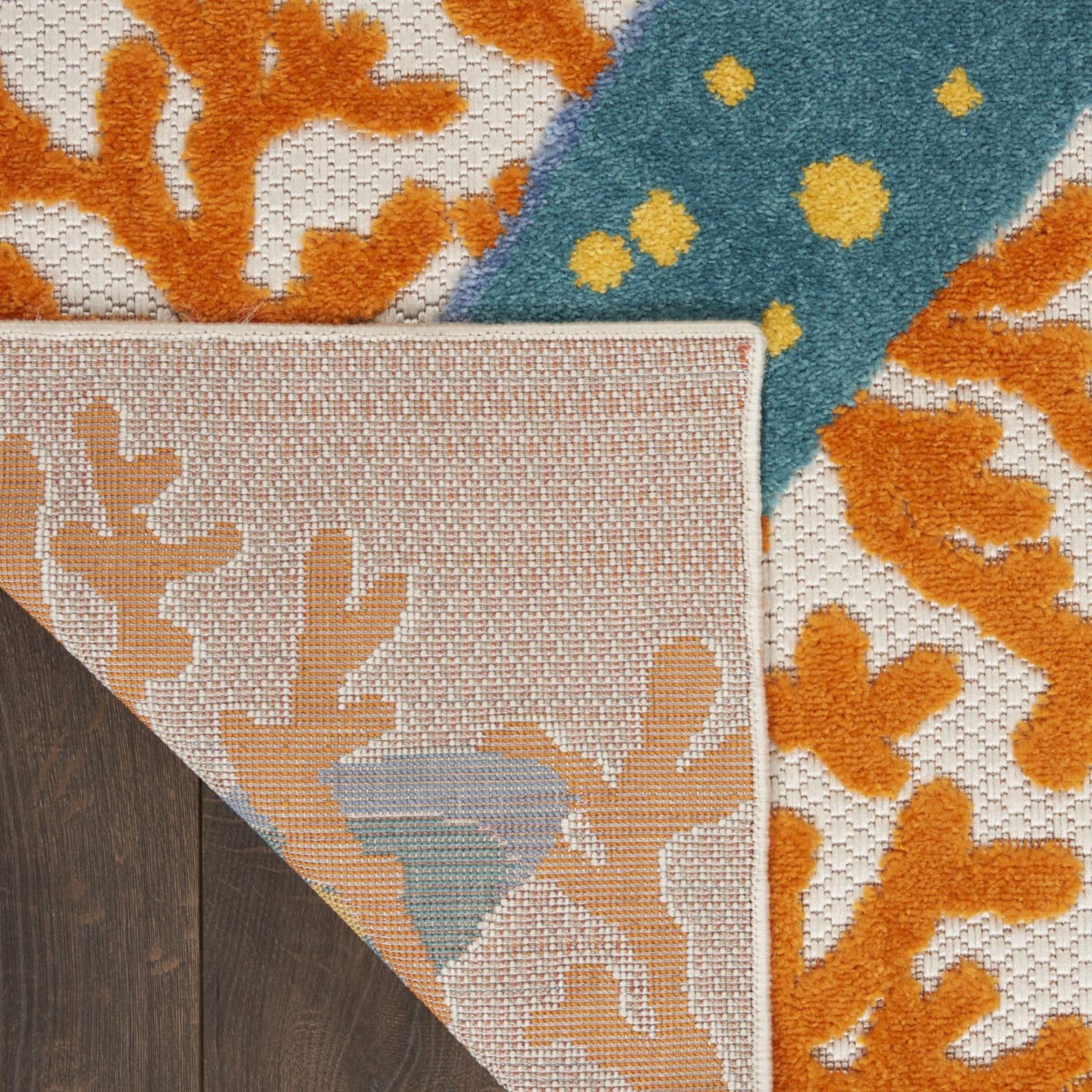 7′ X 10′ Blue Yellow Orange Starfish Indoor Outdoor Rug