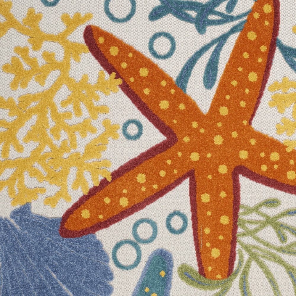 4′ X 6′ Blue Yellow And Orange Starfish Area Rug