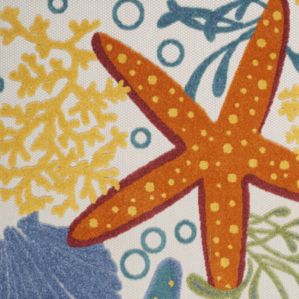 4′ X 6′ Blue Yellow And Orange Starfish Area Rug