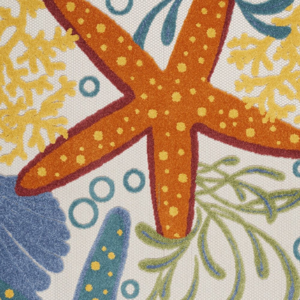 5′ X 8′ Blue Yellow And Orange Starfish Area Rug