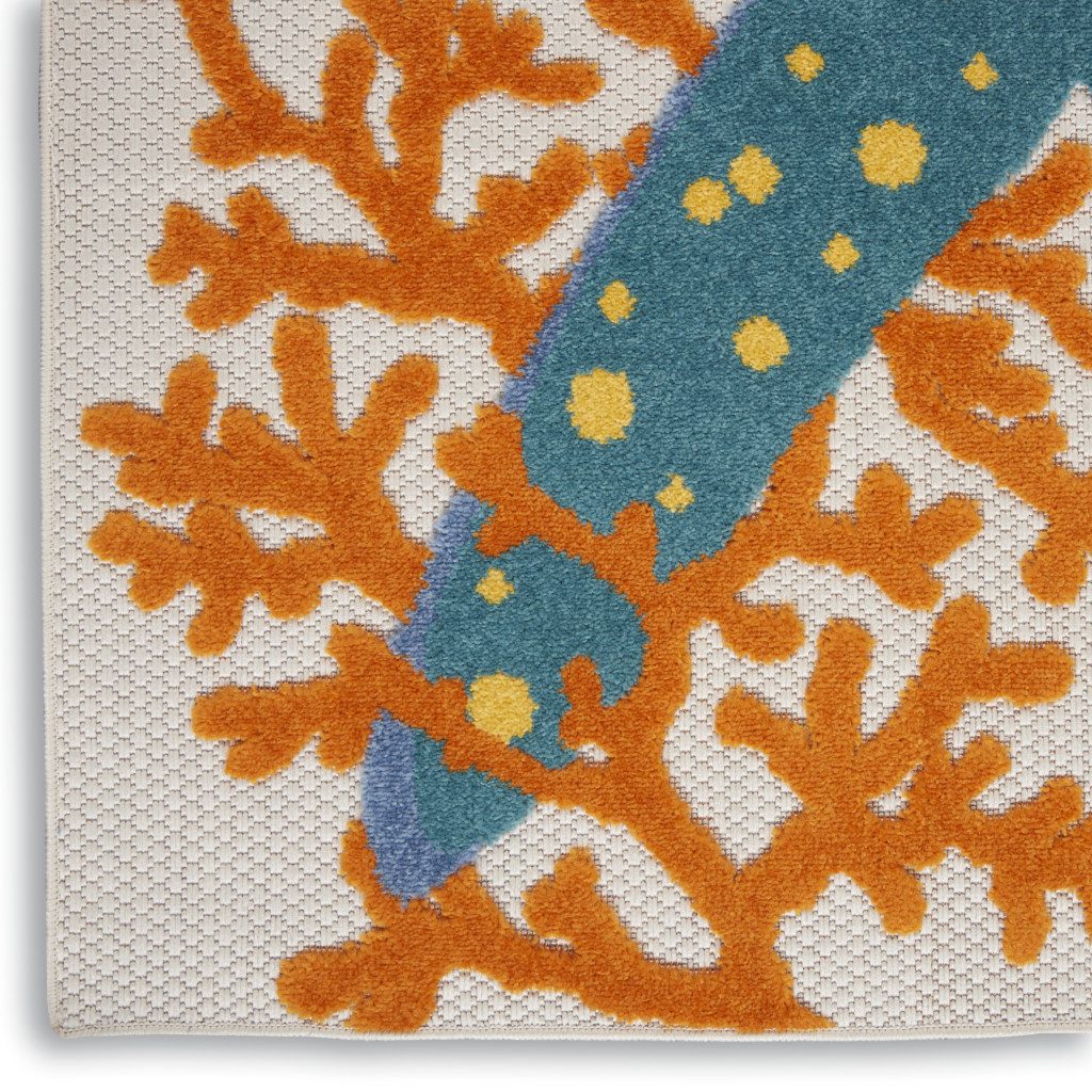 5′ X 8′ Blue Yellow And Orange Starfish Area Rug