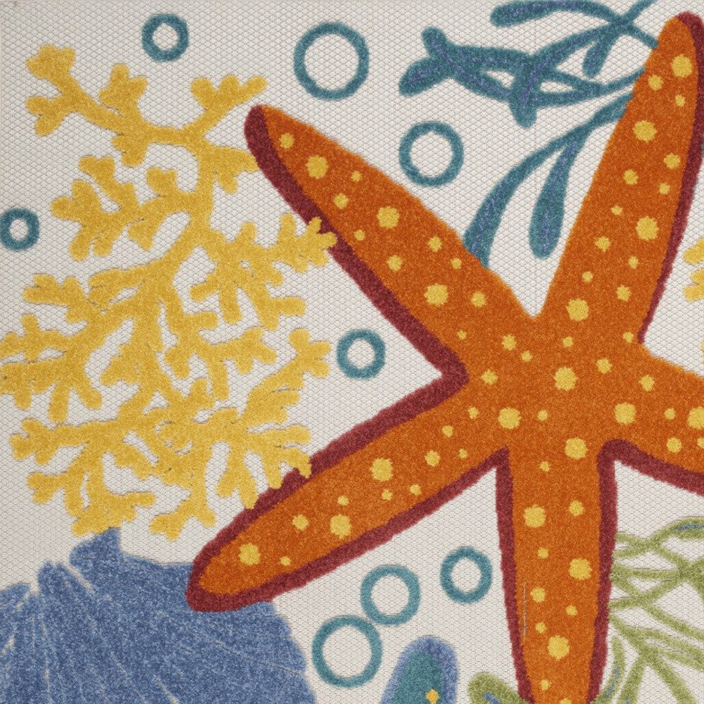 5′ X 8′ Blue Yellow And Orange Starfish Area Rug