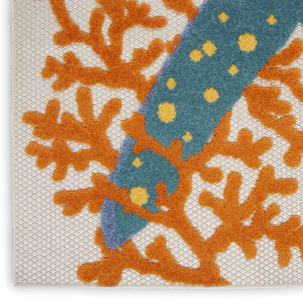 8′ X 11′ Blue And Yellow Starfish Indoor/Outdoor Area Rug