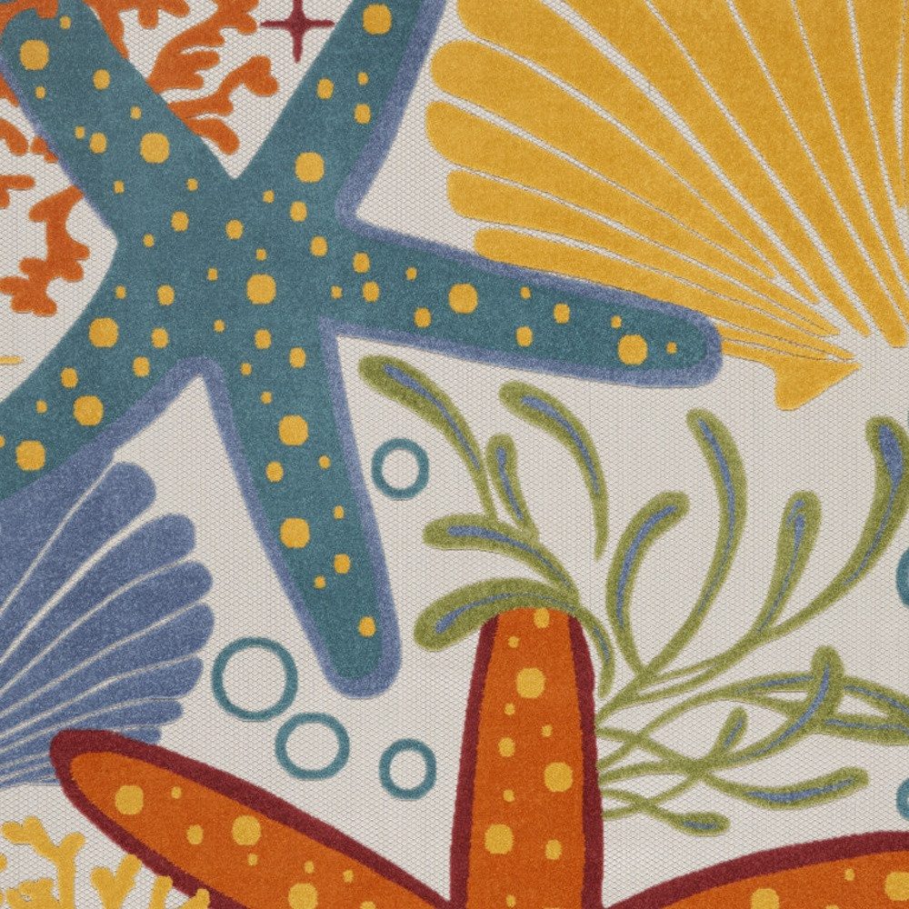 8′ X 11′ Blue And Yellow Starfish Indoor/Outdoor Area Rug