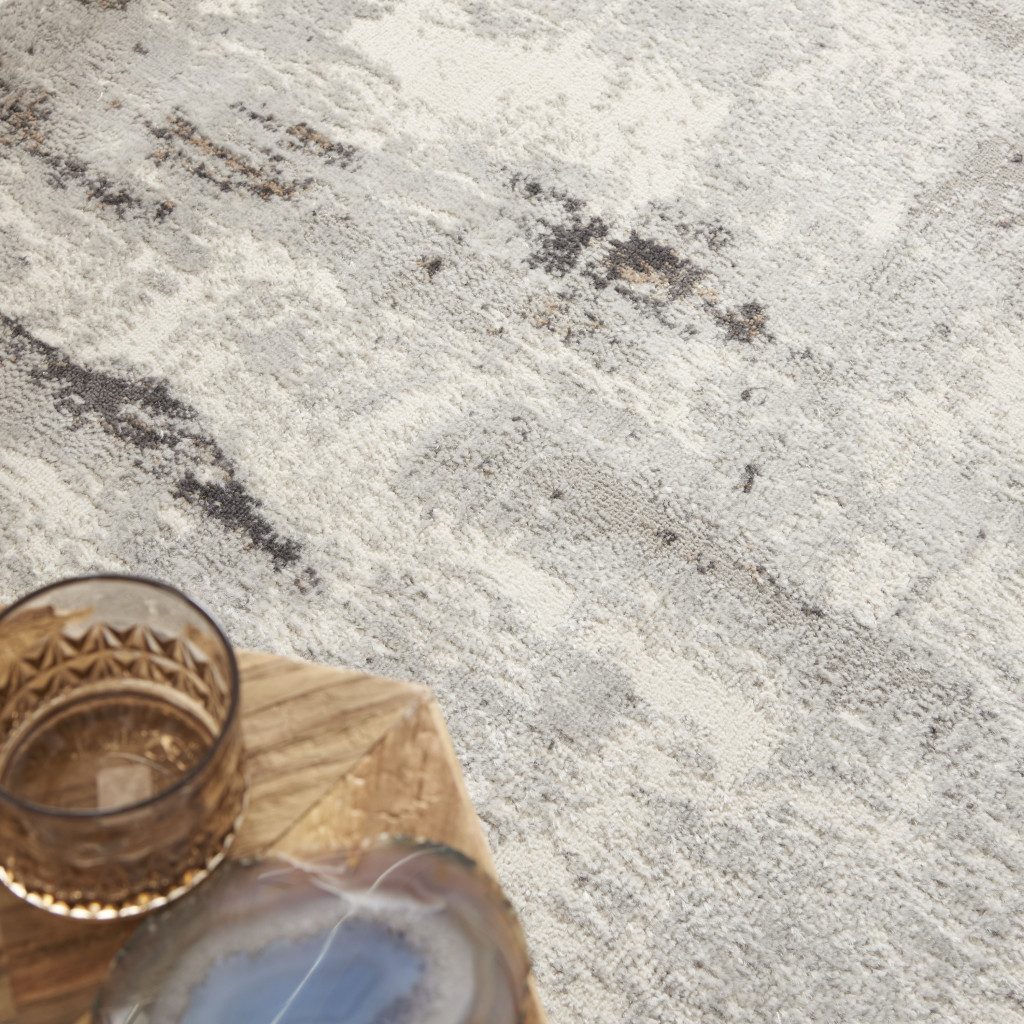 5′ X 7′ Ivory Gray Brown Abstract Area Rug