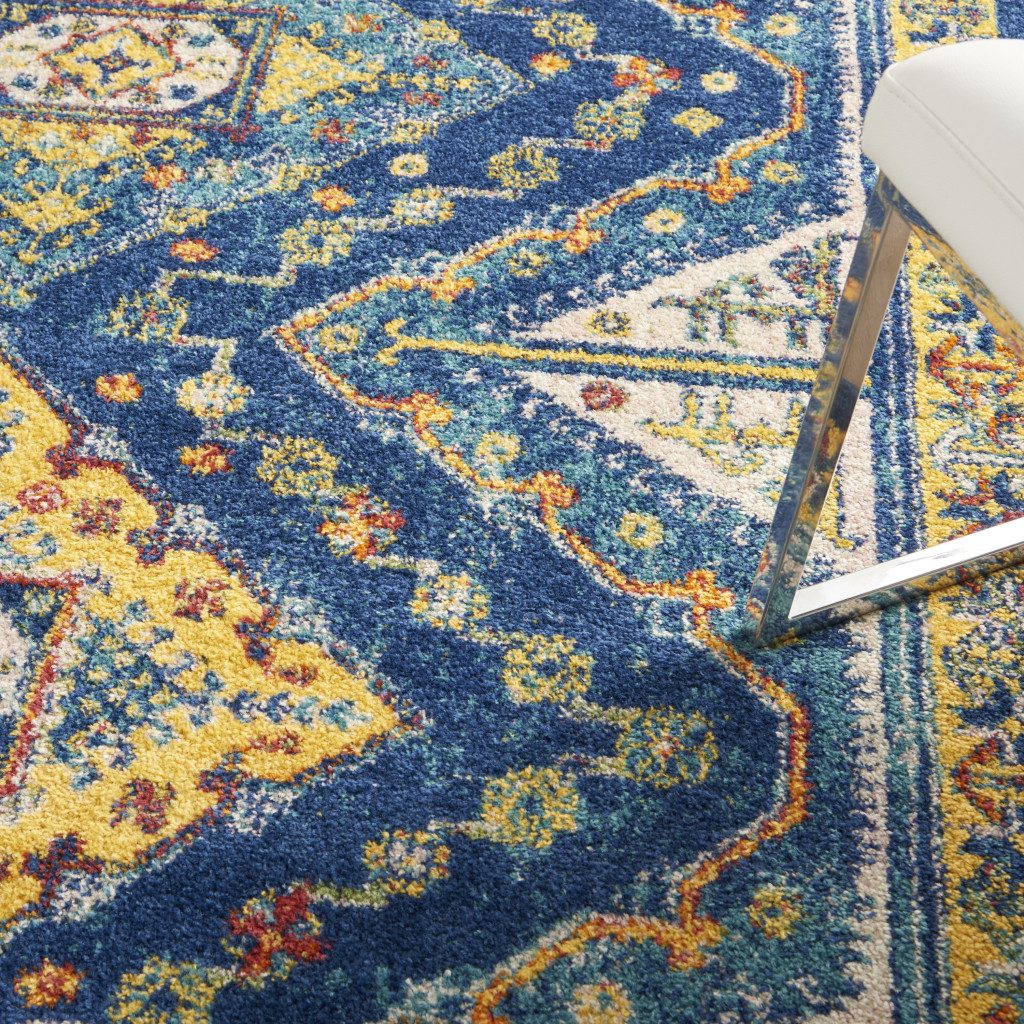 5′ X 7′ Blue and Yellow Geometric Area Rug