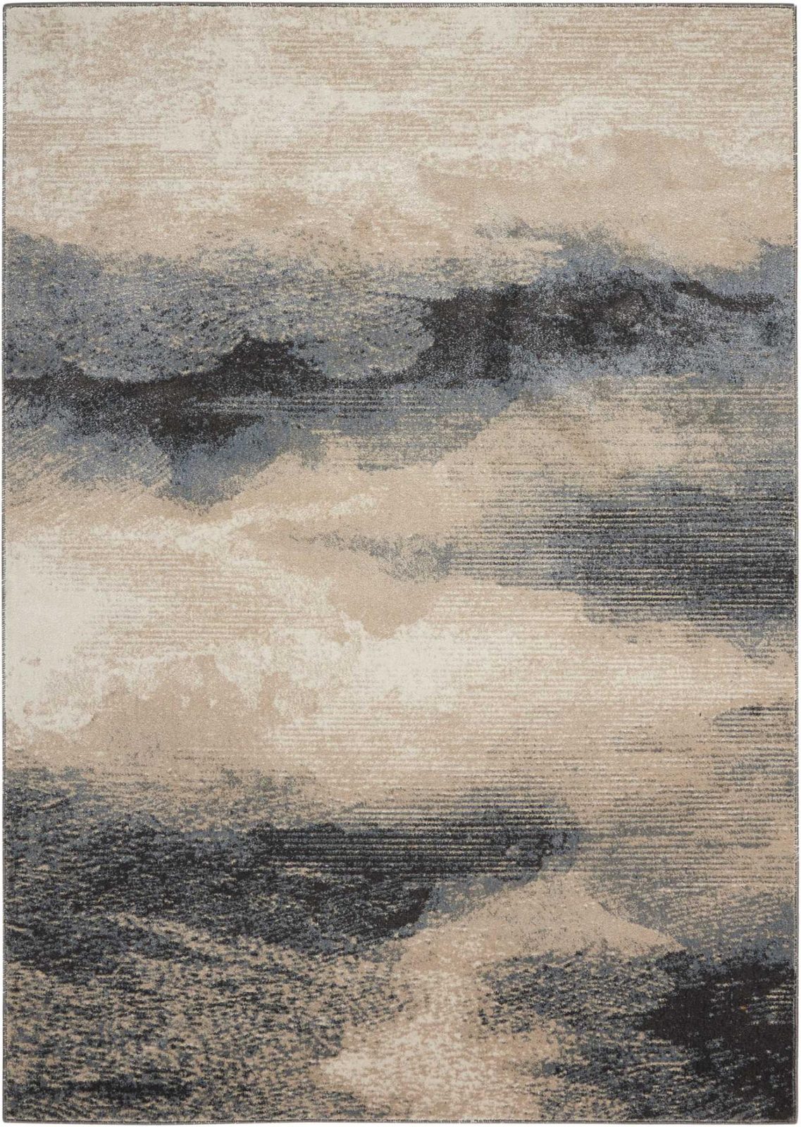 5′ X 7′ Gray Black and Beige Abstract Area Rug