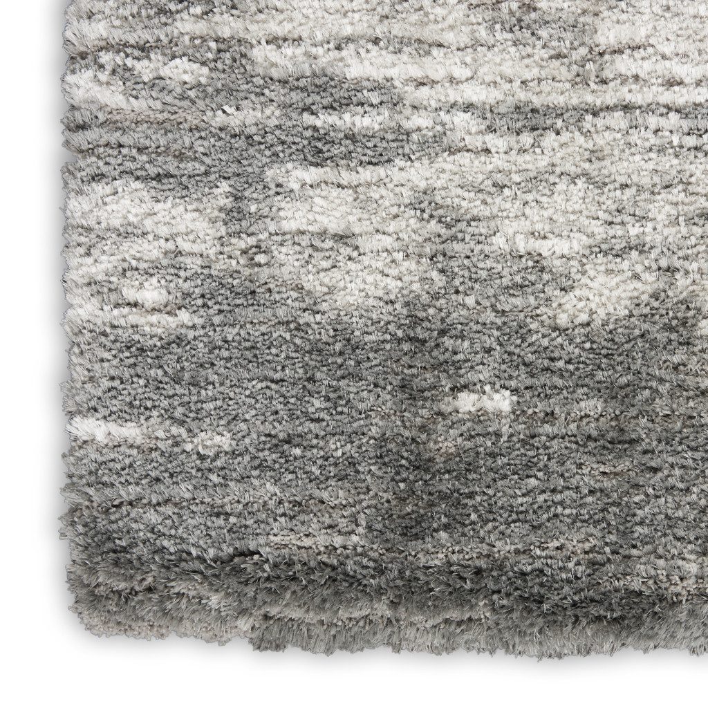 4′ X 6′ Charcoal Ivory Abstract Shag Area Rug III