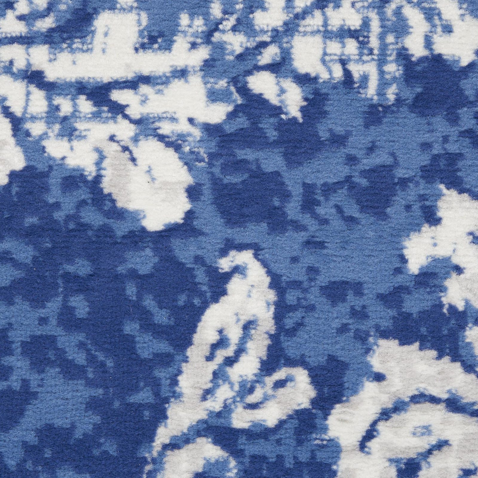 7′ X 10′ Ivory and Blue Geometric Distressed Area Rug