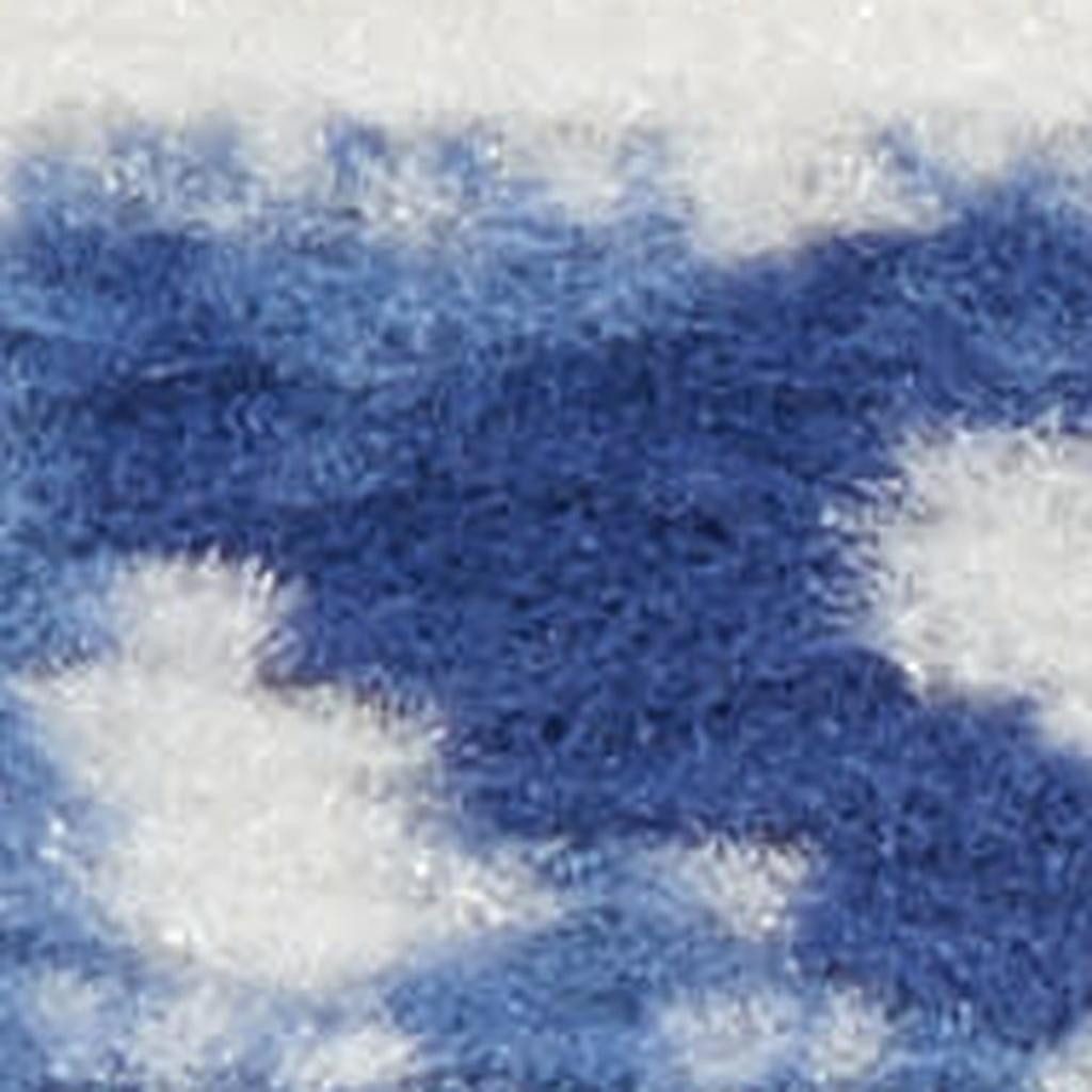 7′ X 10′ Ivory and Blue Geometric Distressed Area Rug
