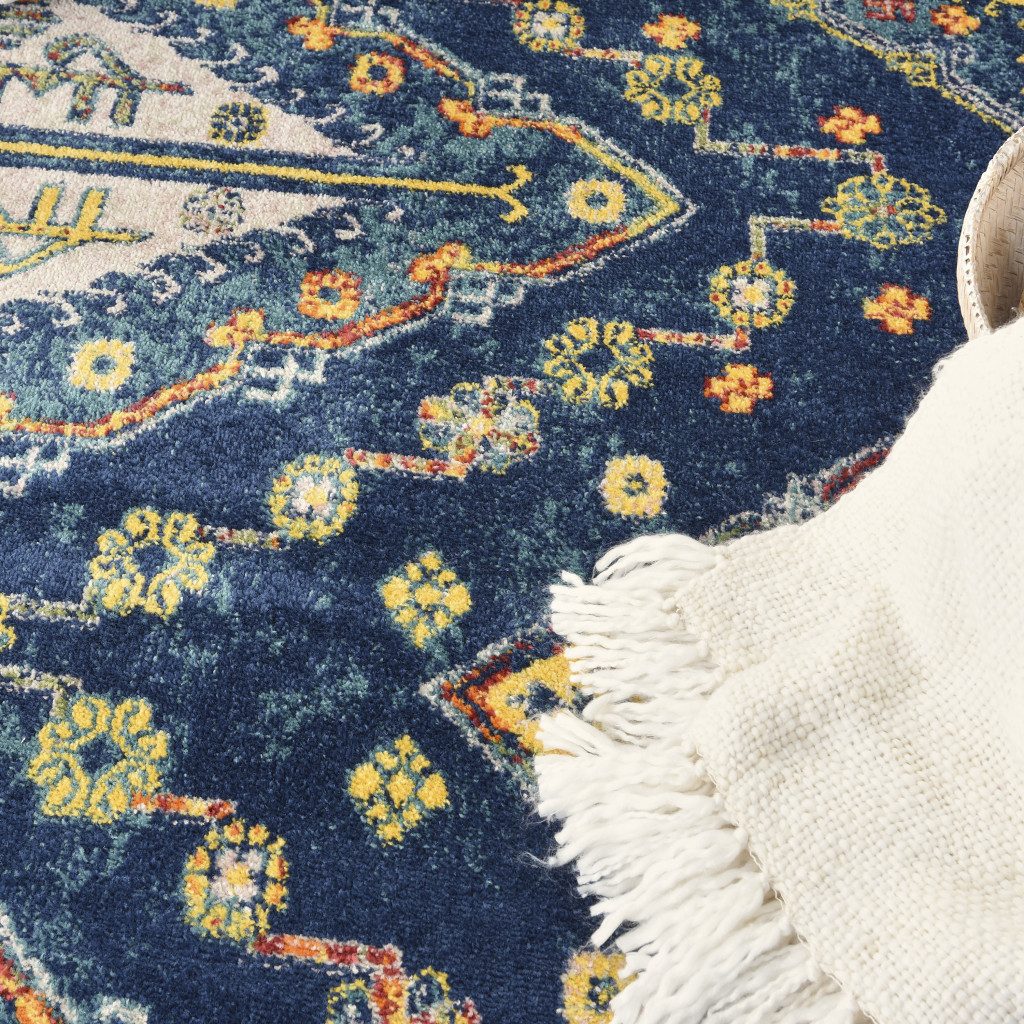 8′ X 10′ Blue and Yellow Oriental Area Rug