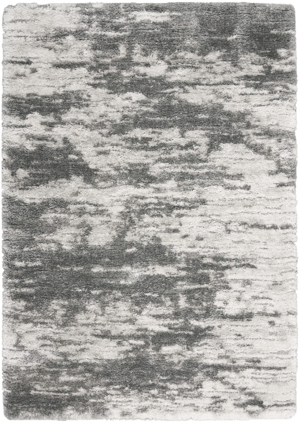 5′ X 7′ Charcoal Ivory Abstract Shag Area Rug III