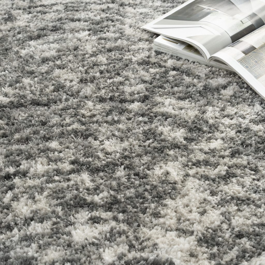 5′ X 7′ Charcoal Ivory Abstract Shag Area Rug II