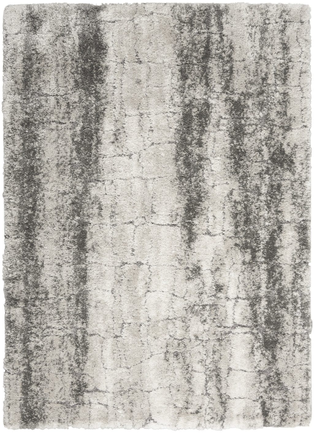 5′ X 7′ Charcoal and Ivory Abstract Shag Area Rug