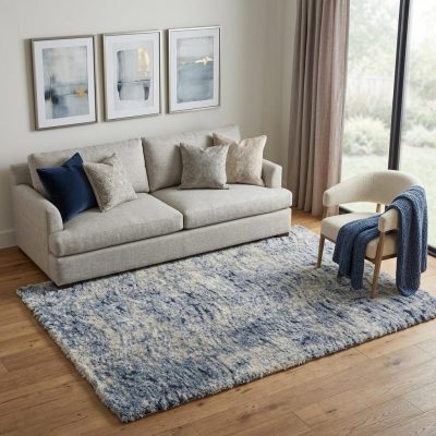 5′ X 7′ Sky Blue Abstract Shag Area Rug