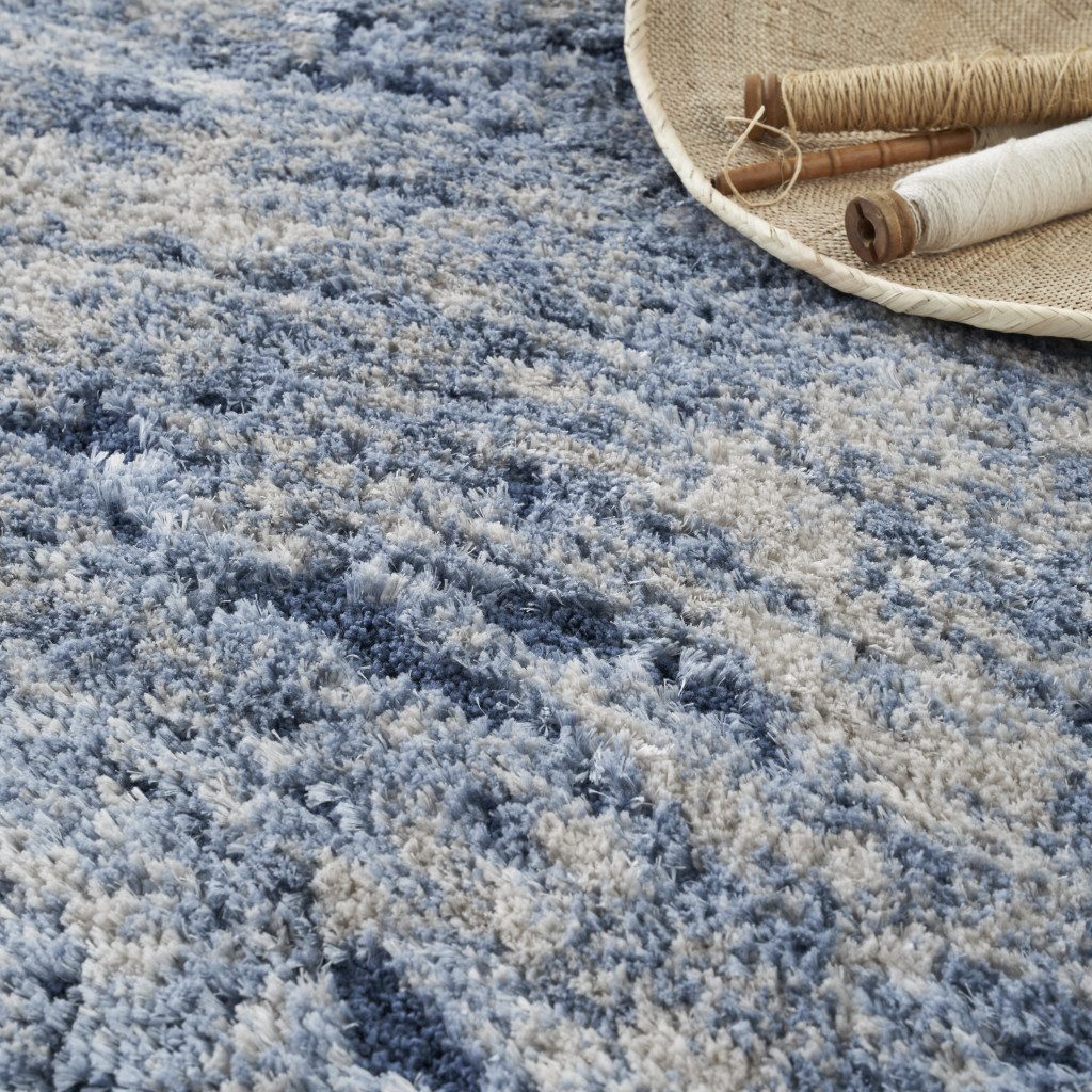 5′ X 7′ Sky Blue Abstract Shag Area Rug