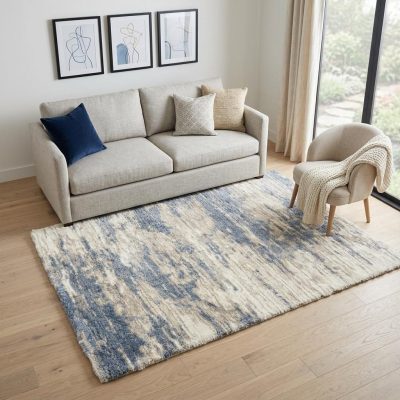 5′ × 7′ Light Blue Gray Abstract Shag Area Rug