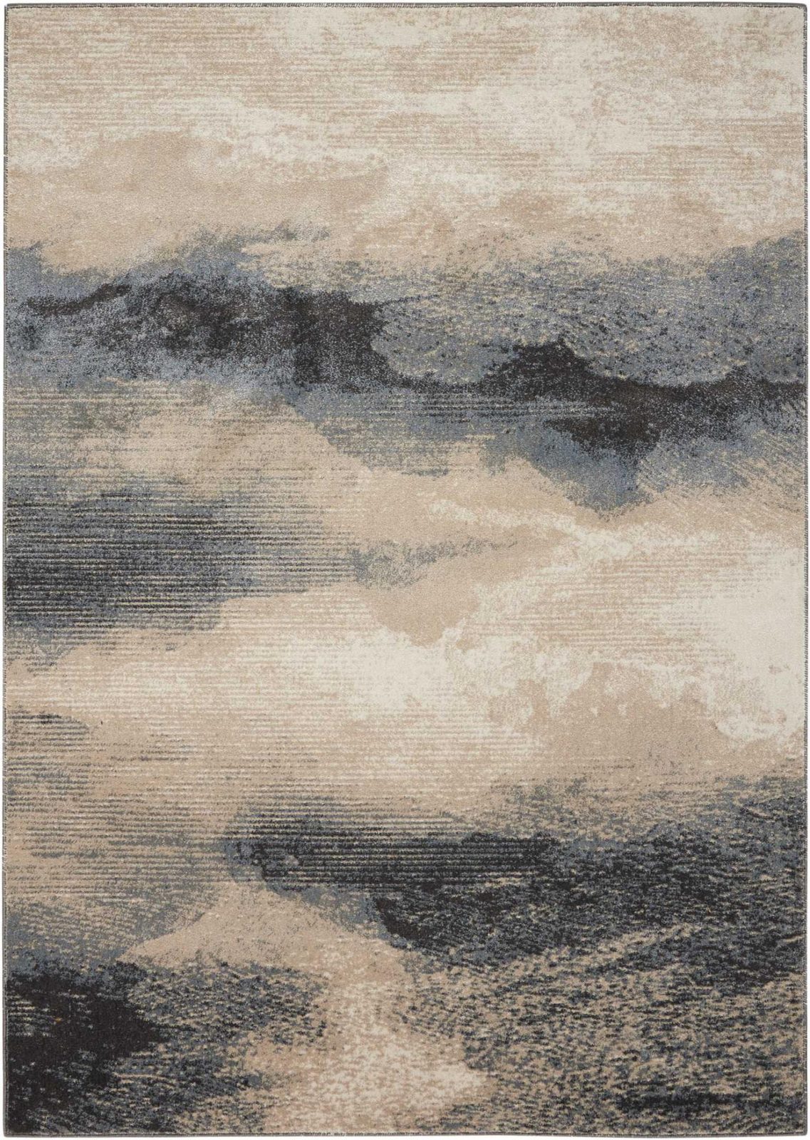 8′ X 11′ Gray Black and Beige Abstract Area Rug