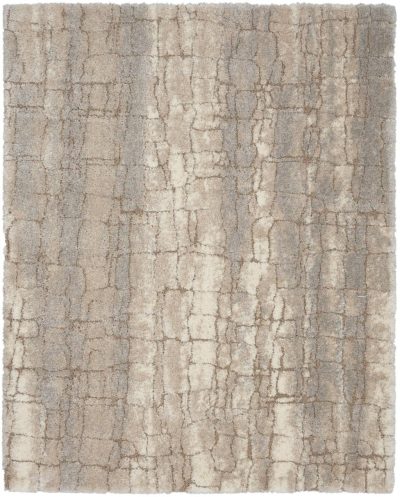 7′ X 9′ Beige Ivory Gray Abstract Shag Area Rug