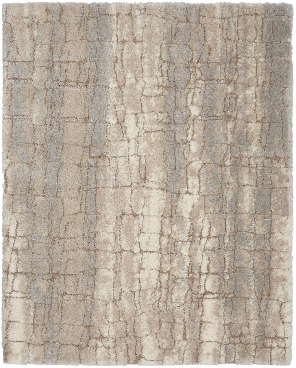 7′ X 9′ Beige Ivory Gray Abstract Shag Area Rug