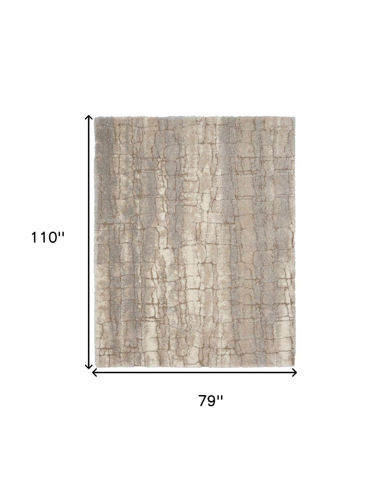 7′ X 9′ Beige Ivory Gray Abstract Shag Area Rug