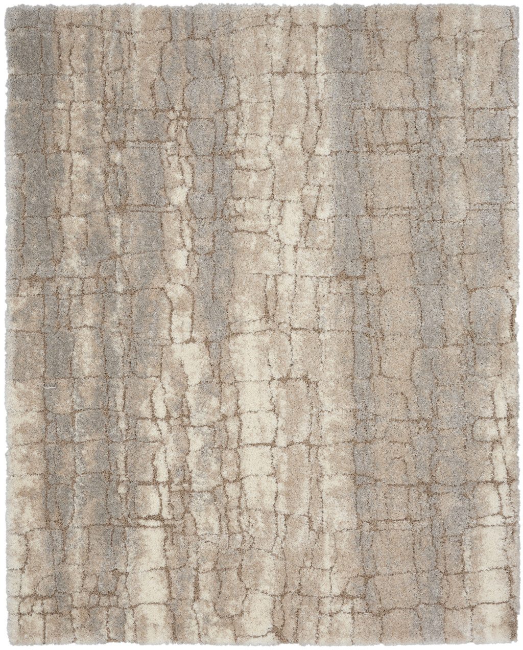 7′ X 9′ Beige Ivory Gray Abstract Shag Area Rug