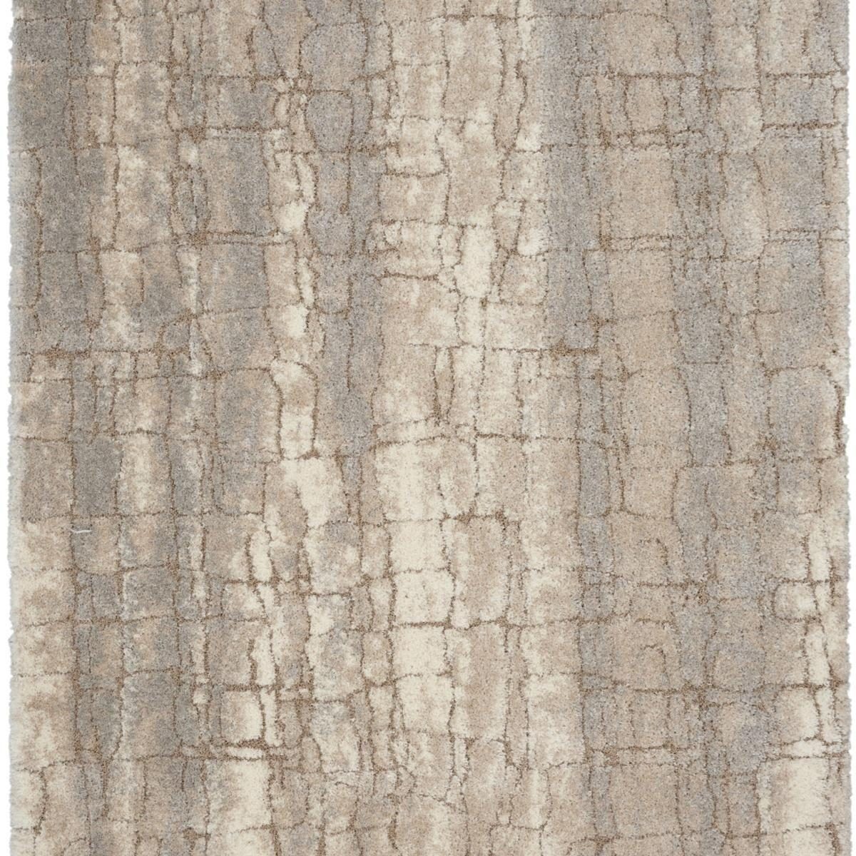 7′ X 9′ Beige Ivory Gray Abstract Shag Area Rug
