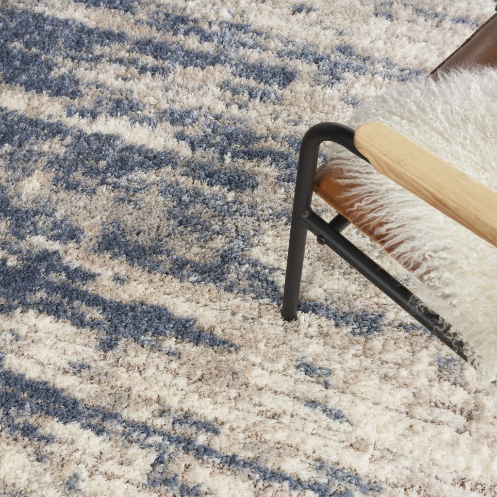 7′ X 9′ Light Blue Gray Abstract Shag Area Rug