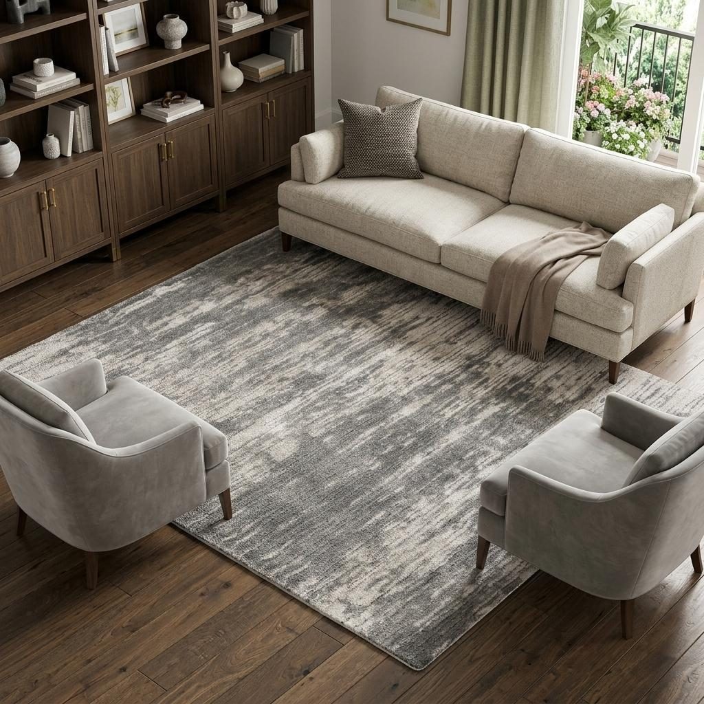 8′ X 10′ Charcoal Ivory Abstract Shag Area Rug II