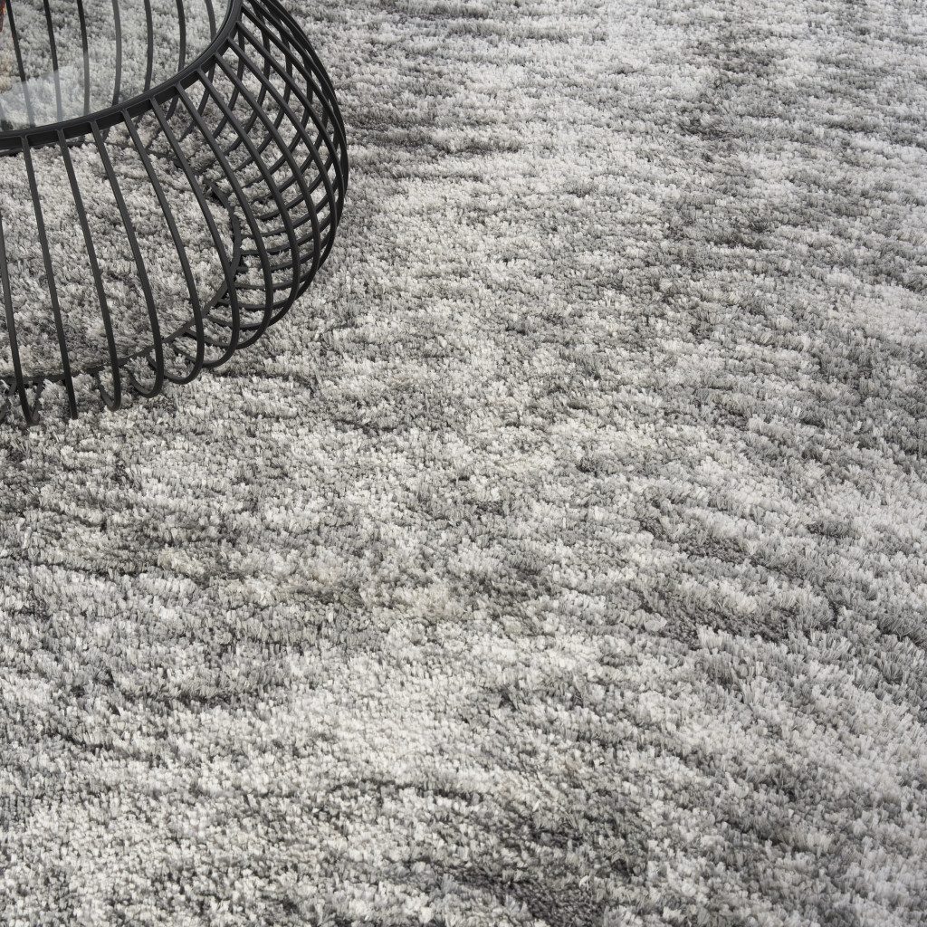 8′ X 10′ Charcoal and Ivory Abstract Shag Area Rug