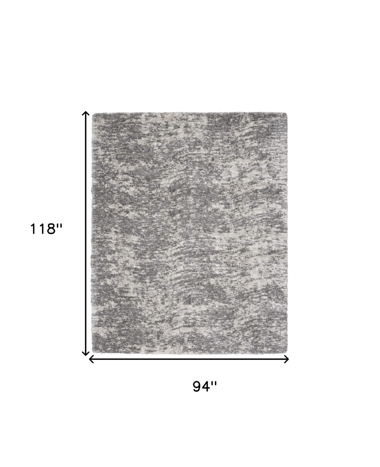 8′ X 10′ Charcoal and Ivory Abstract Shag Area Rug