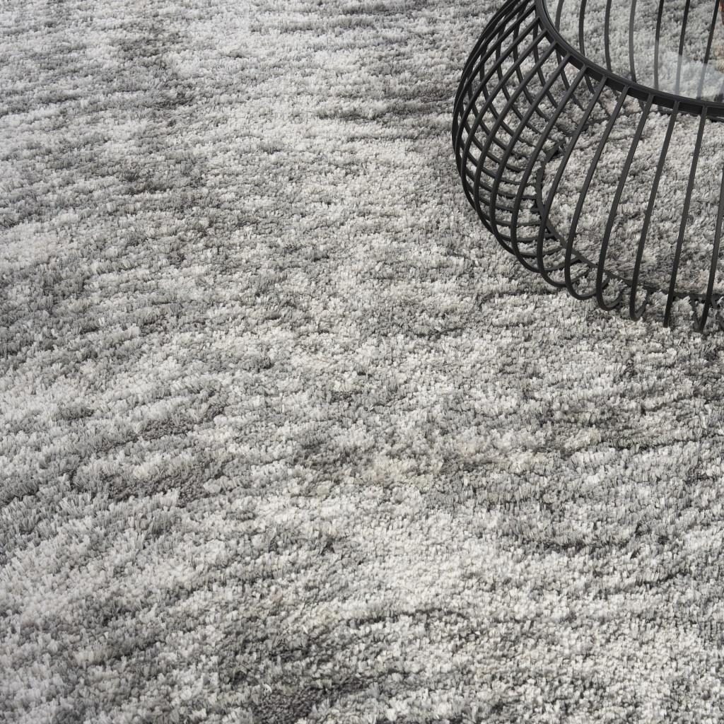 8′ X 10′ Charcoal and Ivory Abstract Shag Area Rug