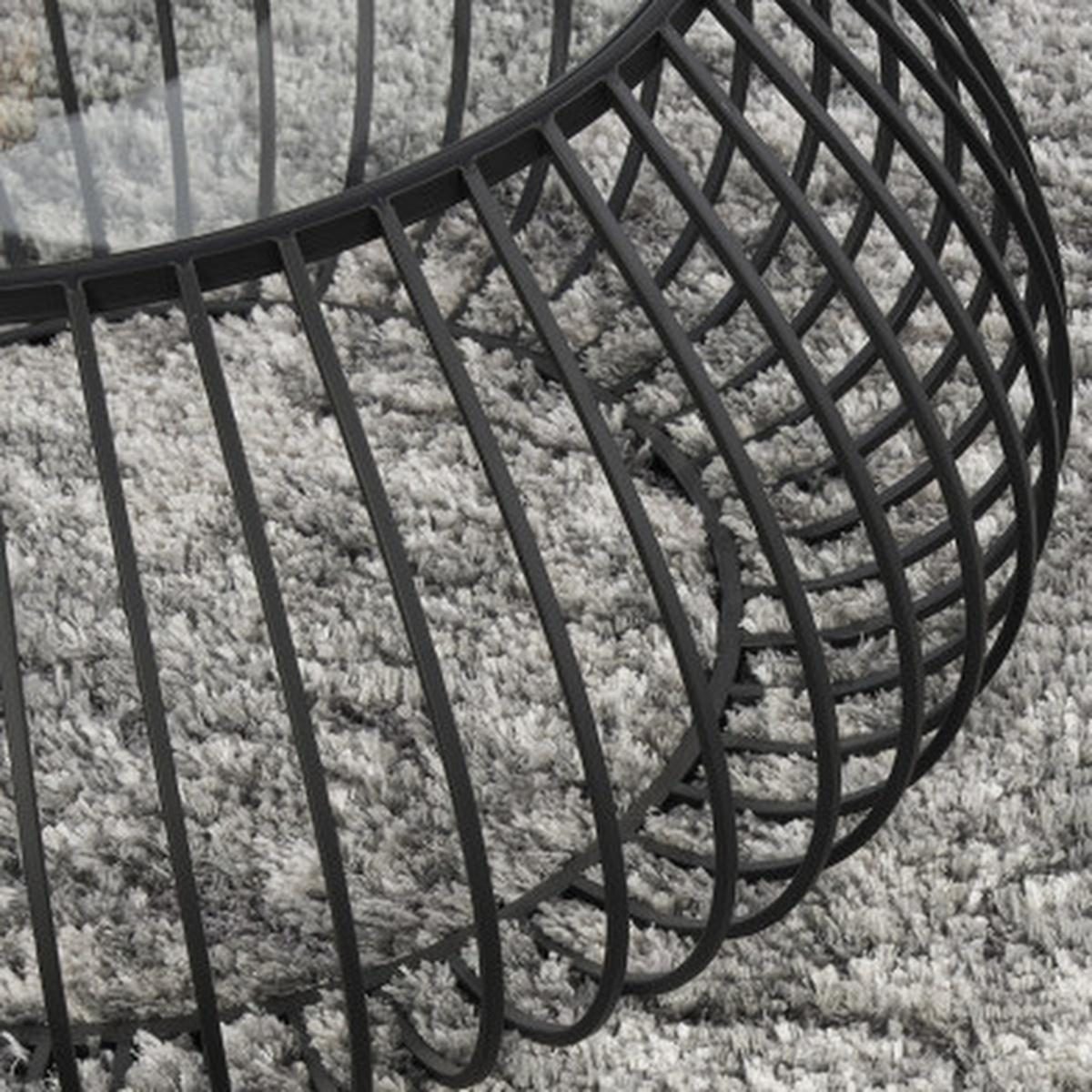 8′ X 10′ Charcoal and Ivory Abstract Shag Area Rug
