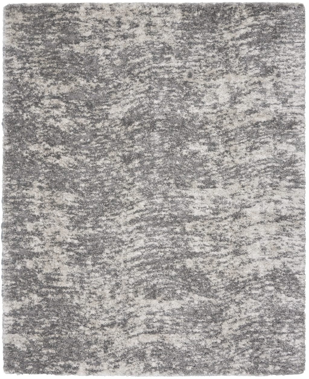 8′ X 10′ Charcoal and Ivory Abstract Shag Area Rug