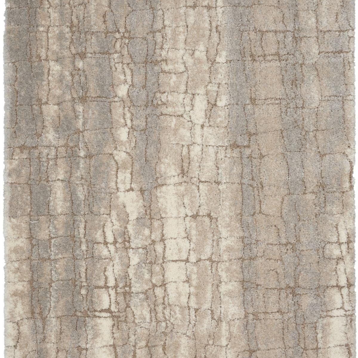 8′ X 10′ Beige Ivory Gray Abstract Shag Area Rug
