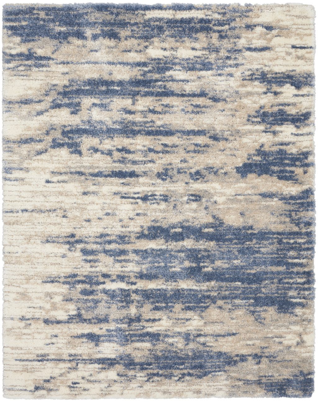 8′ X 10′ Blue Gray Beige Abstract Shag Area Rug