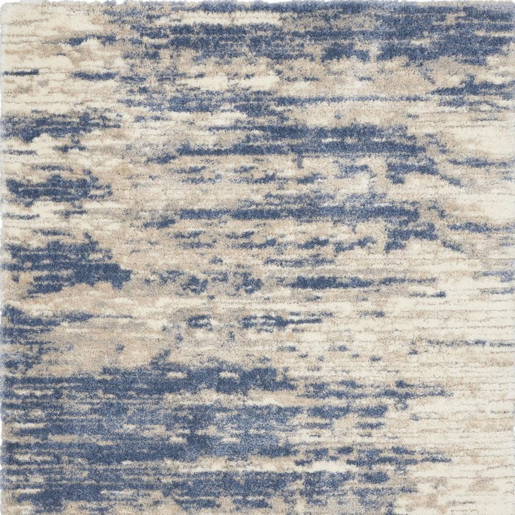 8′ X 10′ Blue Gray Beige Abstract Shag Area Rug